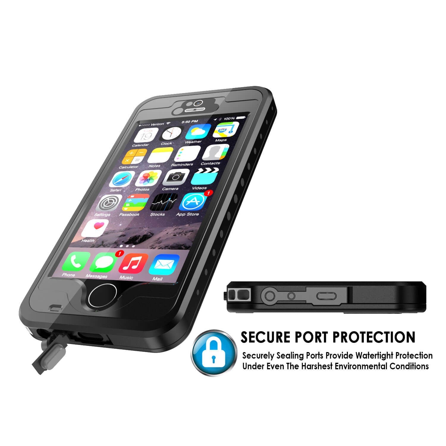 iPhone 5S/5 Waterproof Case, PunkCase StudStar Black Case Water/Shock/Dirt Proof | Lifetime Warranty (Color in image: purple)