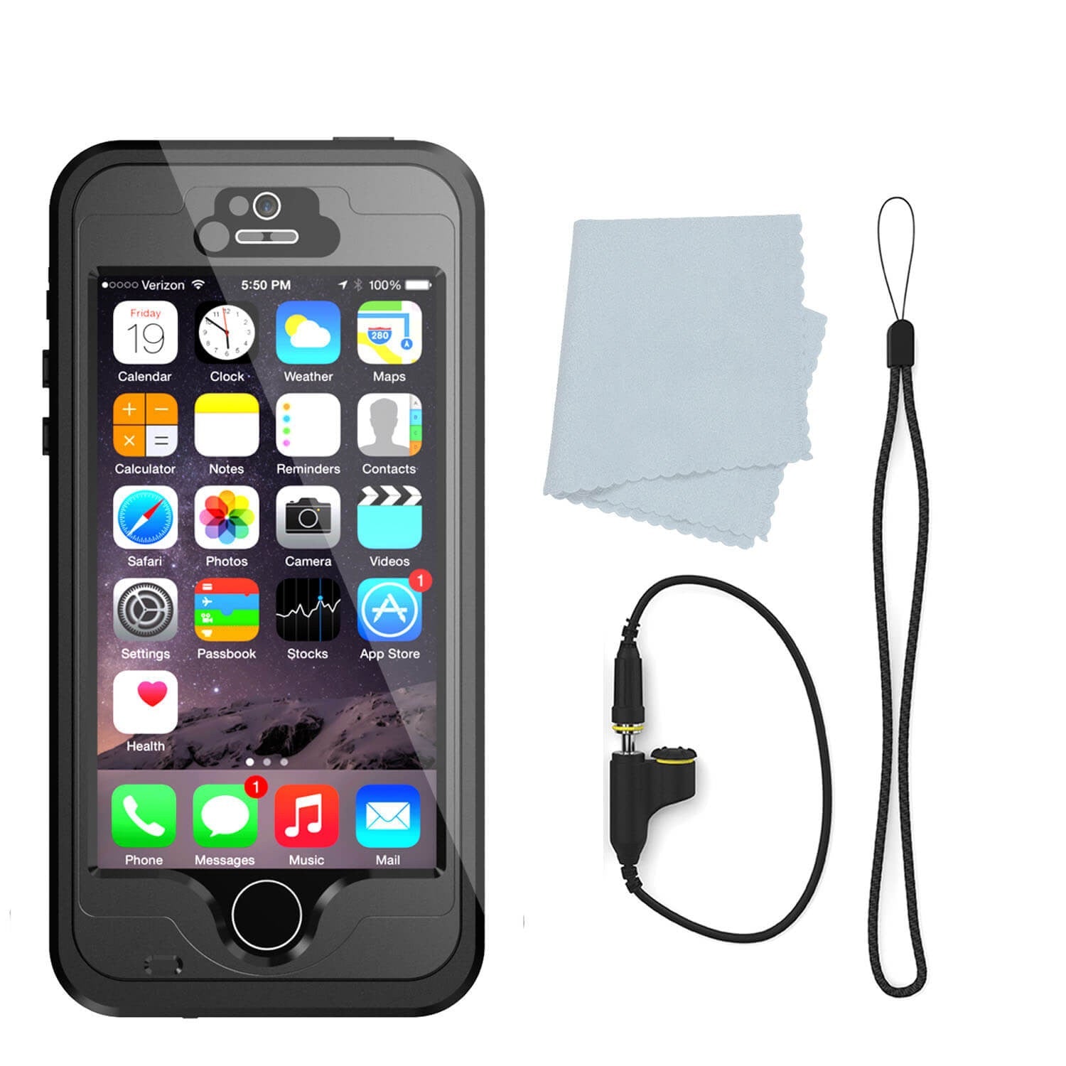 iPhone 5S/5 Waterproof Case, PunkCase StudStar Black Case Water/Shock/Dirt Proof | Lifetime Warranty (Color in image: red)
