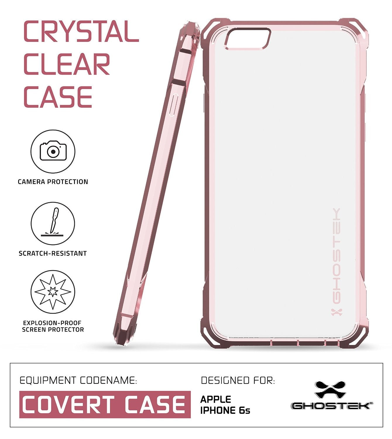 iPhone 6S Case, Ghostek® Covert Peach, Premium Impact Protective Armor | Lifetime Warranty Exchange (Color in image: gold)