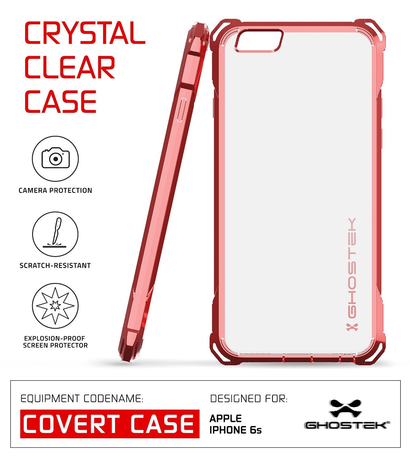 iPhone 6S Case, Ghostek® Covert Rose Pink, Premium Armor | Lifetime Warranty Exchange (Color in image: space grey)