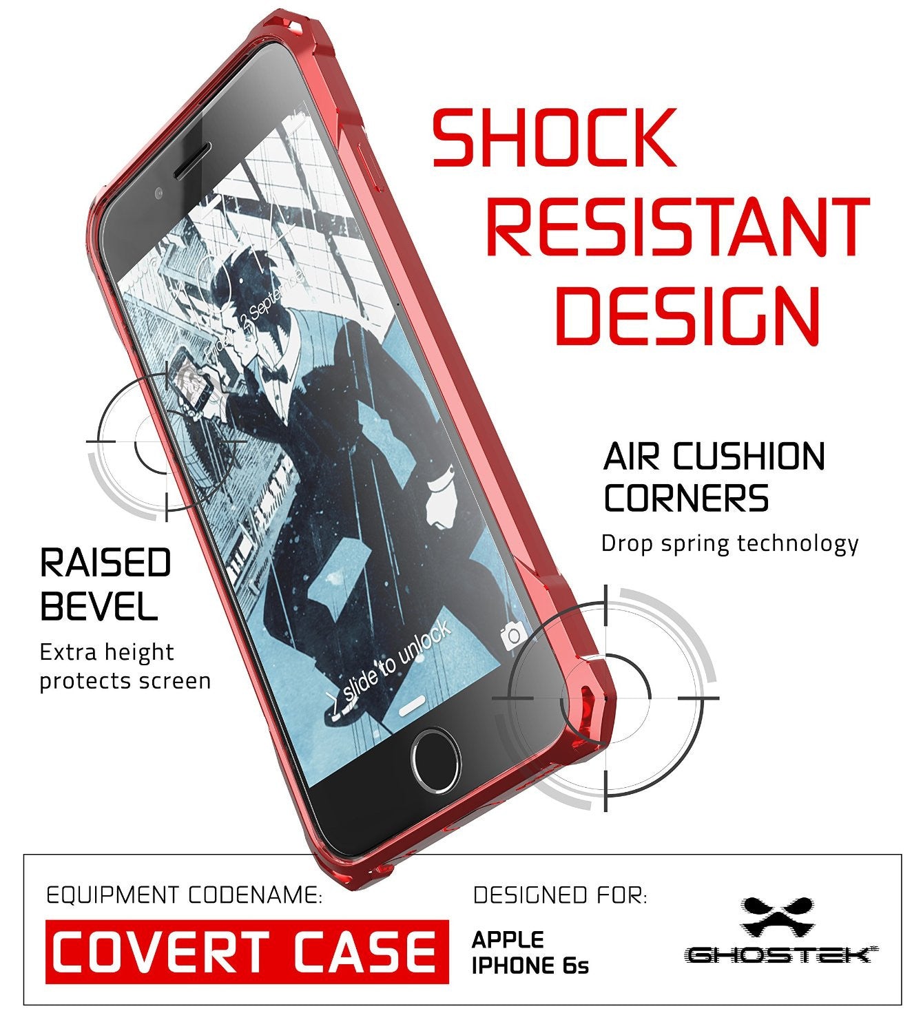 iPhone 6S Case, Ghostek® Covert Rose Pink, Premium Armor | Lifetime Warranty Exchange (Color in image: clear)