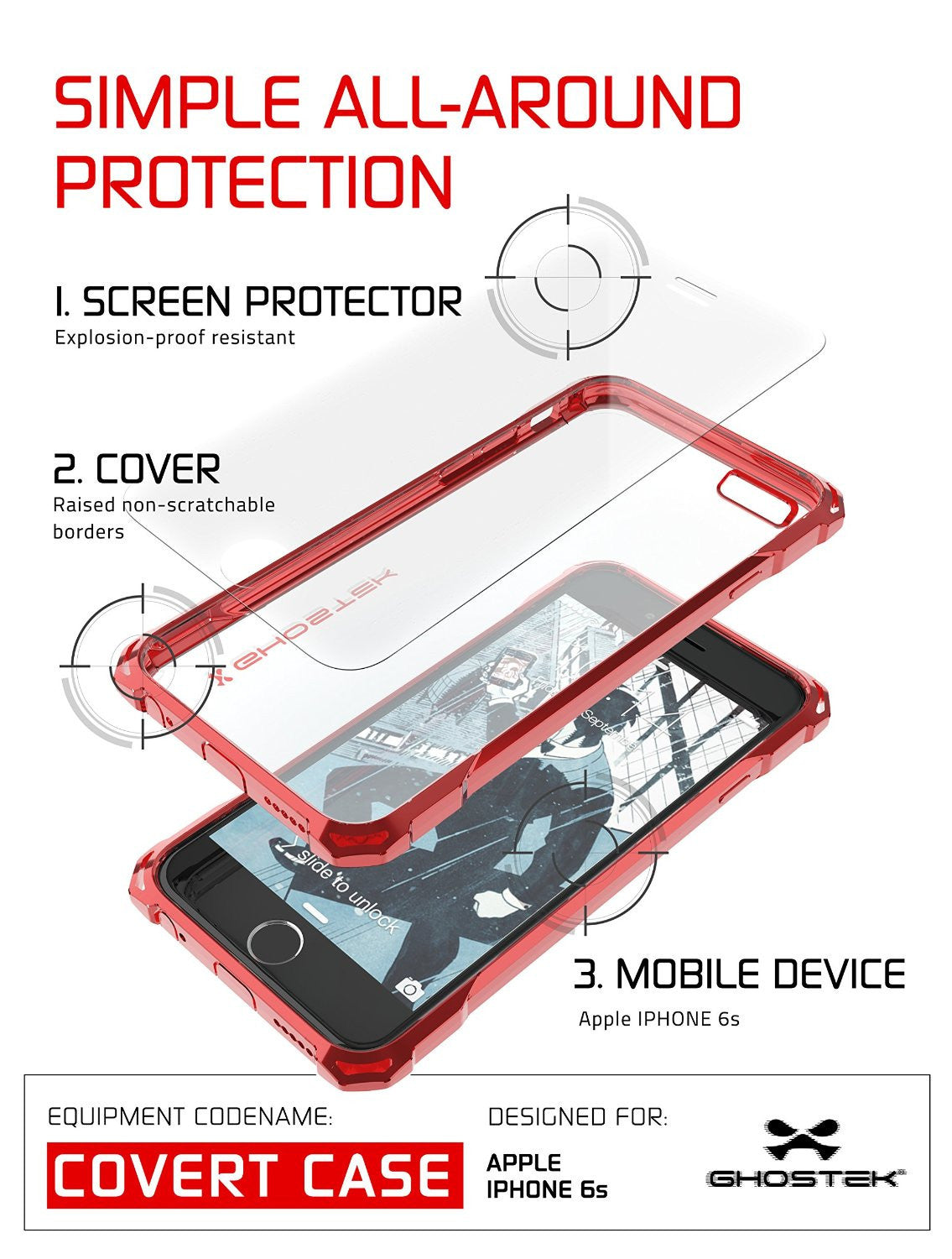 iPhone 6S Case, Ghostek® Covert Rose Pink, Premium Armor | Lifetime Warranty Exchange (Color in image: peach)