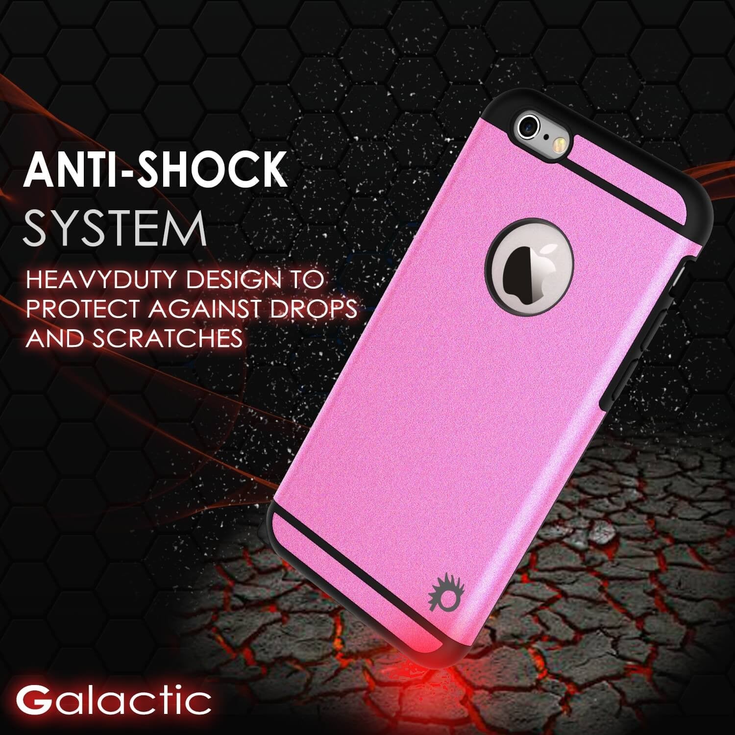 iPhone 6s Plus/6 Plus Case PunkCase Galactic Pink Slim w/ Tempered Glass Protector Lifetime Warranty (Color in image: rose gold)