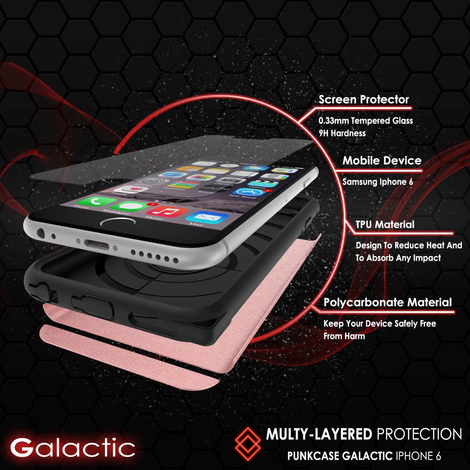 iPhone 6s Plus/6 Plus  Case PunkCase Galactic Rose Gold Slim w/ Tempered Glass | Lifetime Warranty (Color in image: silver)