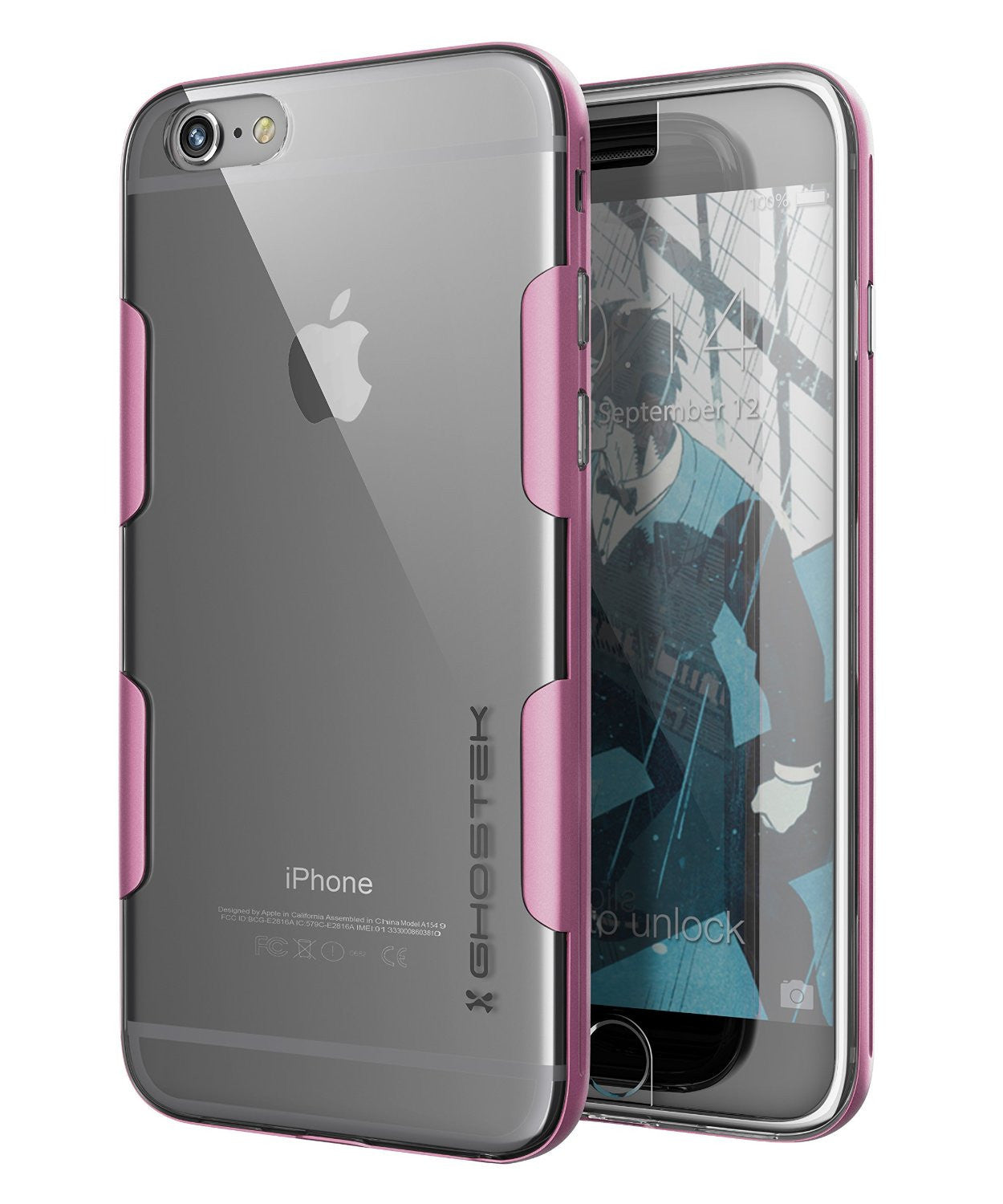 Capa de iPhone 6s Plus Rosa Ghostek Cloak, Armadura Protetora Fina com Vidro Temperado | Garantia Vitalícia