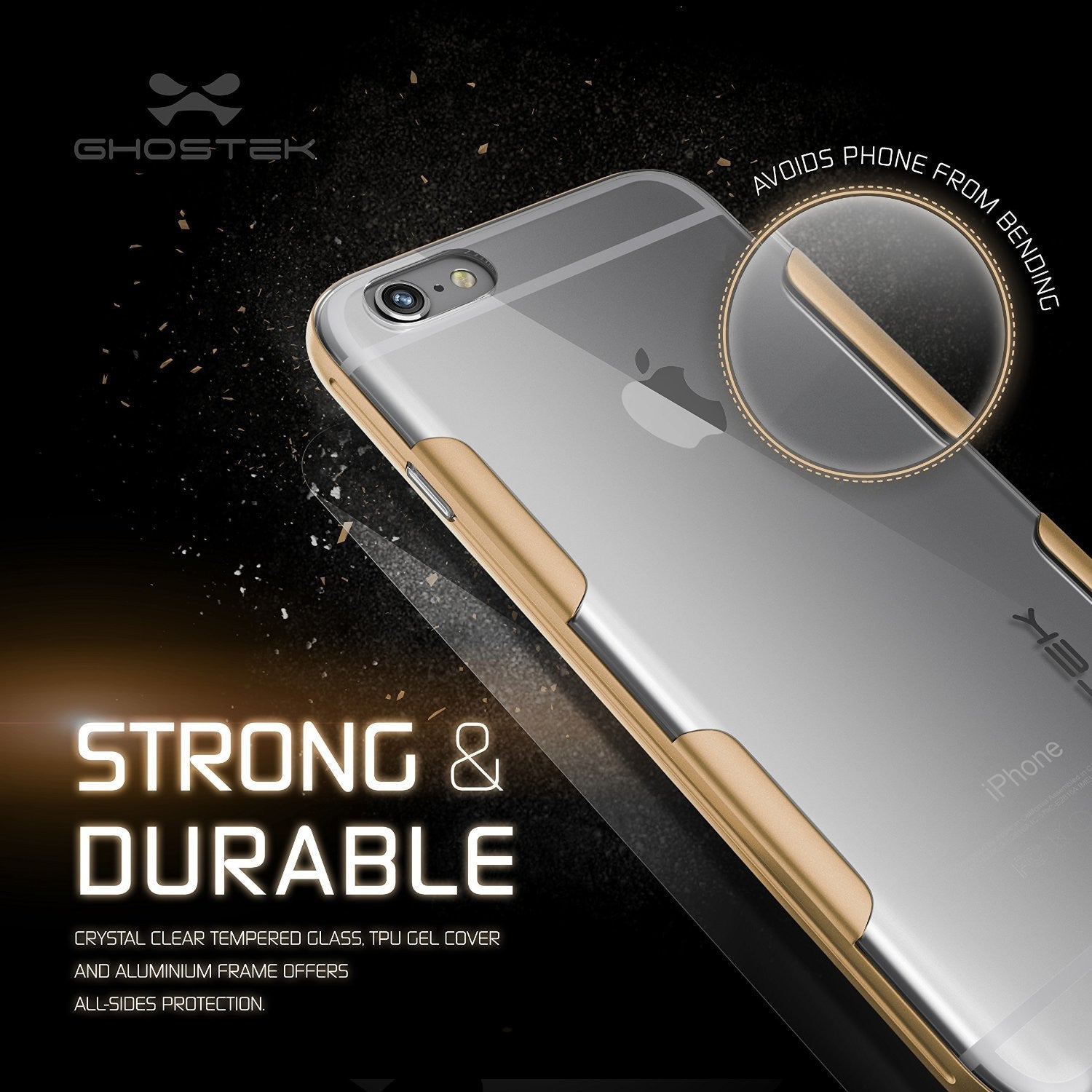 iPhone 6s Plus Case Gold Ghostek Cloak, Slim Protective Armor w/ Tempered Glass | Lifetime Warranty (Color in image: pink)