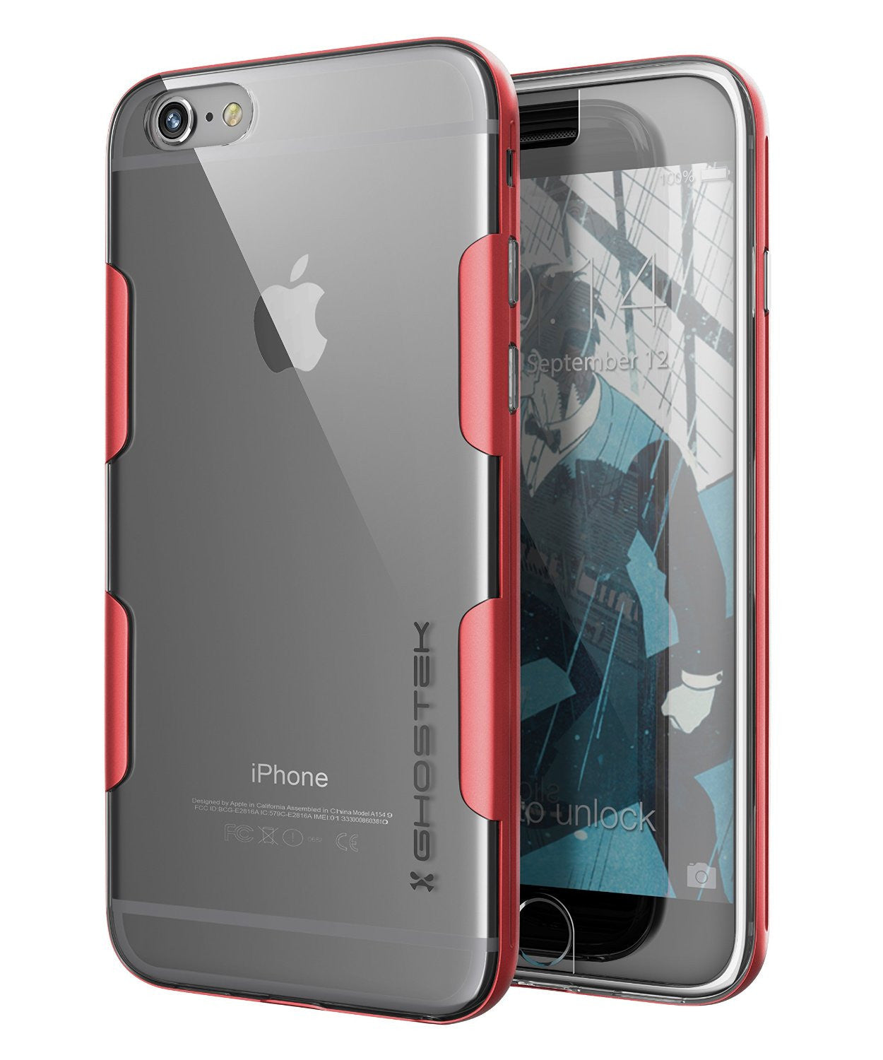 Capa iPhone 6s Plus Vermelha Ghostek Cloak, Armadura Protetora Fina com Vidro Temperado | Garantia Vitalícia