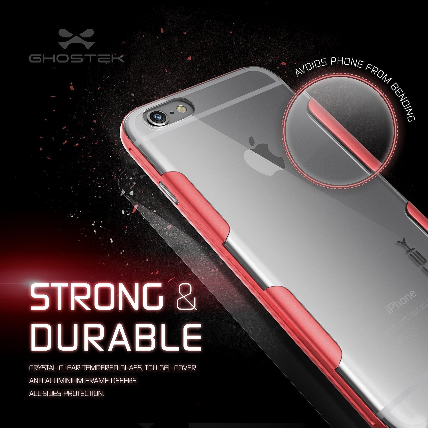 iPhone 6s Plus Case Red Ghostek Cloak, Slim Protective Armor w/ Tempered Glass | Lifetime Warranty (Color in image: pink)