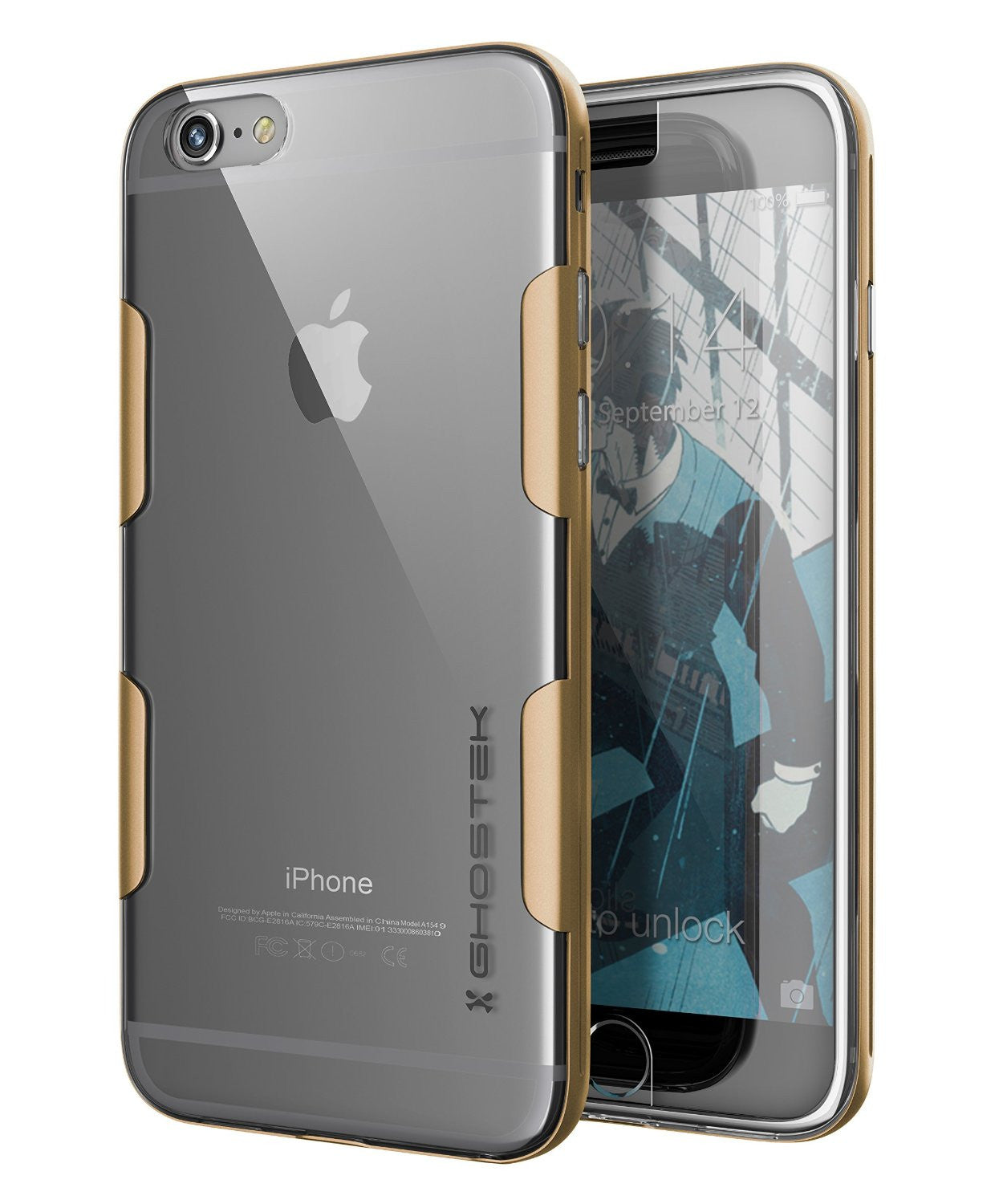Capa de iPhone 6s Plus Gold Ghostek Cloak, Armadura Protetora Fina com Vidro Temperado | Garantia Vitalícia