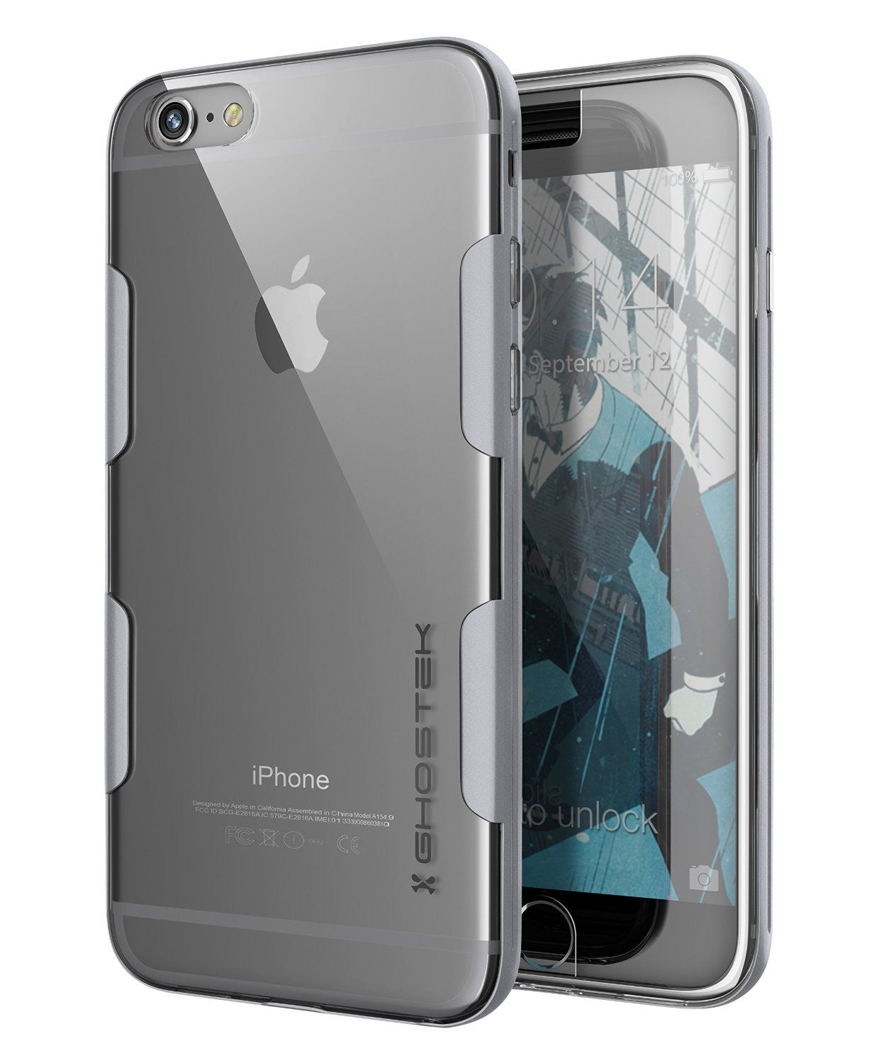 Capa prateada Ghostek Cloak para iPhone 6s Plus, fino e protetor com vidro temperado | Garantia vitalícia