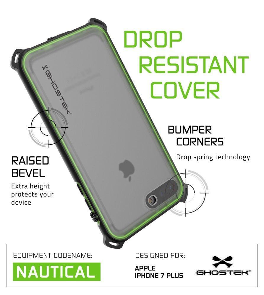 iPhone 8+ Plus Waterproof Case, Ghostek Nautical Series for iPhone 8+ Plus | Slim Underwater Protection | Adventure Duty | Swimming (Green) (Color in image: Pink)
