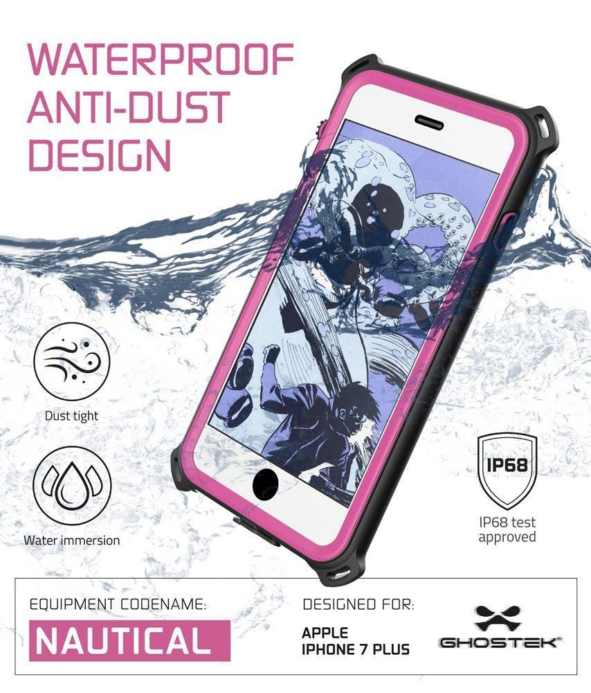 iPhone 8+ Plus Waterproof Case, Ghostek Nautical Series for iPhone 8+ Plus | Slim Underwater Protection | Adventure Duty | Swimming (Pink) (Color in image: Green)