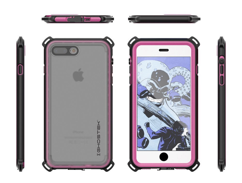iPhone 7 Plus Waterproof Case, Ghostek Nautical Series for iPhone 7 Plus | Slim Underwater Protection | Adventure Duty | Swimming (Pink) (Color in image: Red)
