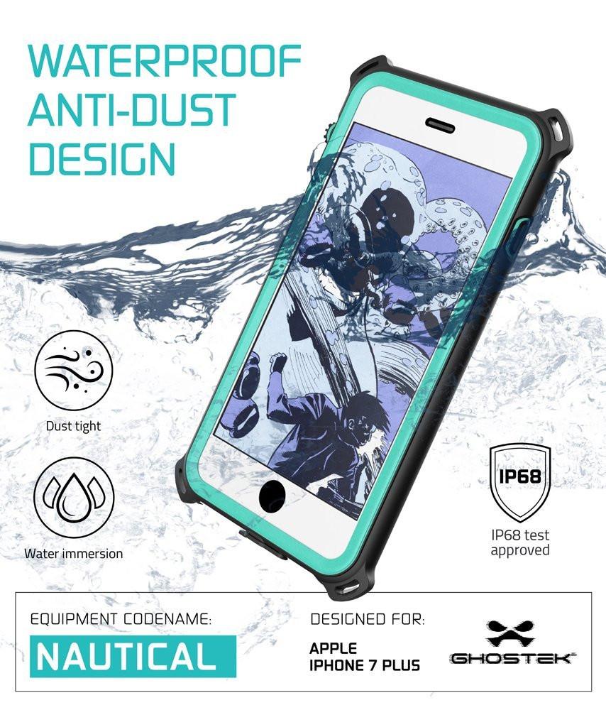 iPhone 8+ Plus Waterproof Case, Ghostek Nautical Series for iPhone 8+ Plus | Slim Underwater Protection | Adventure Duty | Swimming (Teal) 