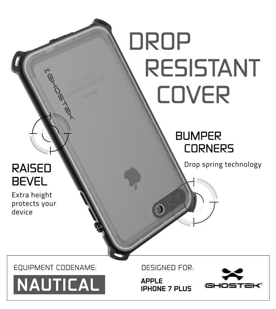 iPhone 8+ Plus Waterproof Case, Ghostek Nautical Series for iPhone 8+ Plus | Slim Underwater Protection | Adventure Duty | Swimming (White) (Color in image: Pink)