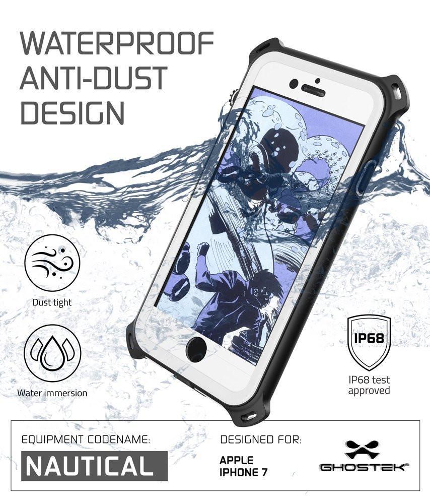 iPhone  8  Waterproof Case, Ghostek Nautical Series for iPhone  8  | Slim Underwater Protection | Adventure Duty | Ultra Fit | Swimming (White) (Color in image: Pink)