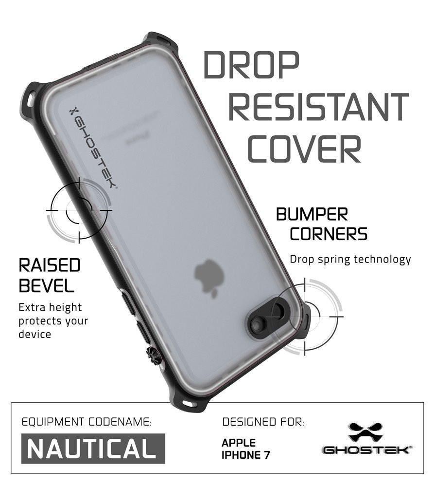 iPhone  8  Waterproof Case, Ghostek Nautical Series for iPhone  8  | Slim Underwater Protection | Adventure Duty | Ultra Fit | Swimming (White) (Color in image: Red)