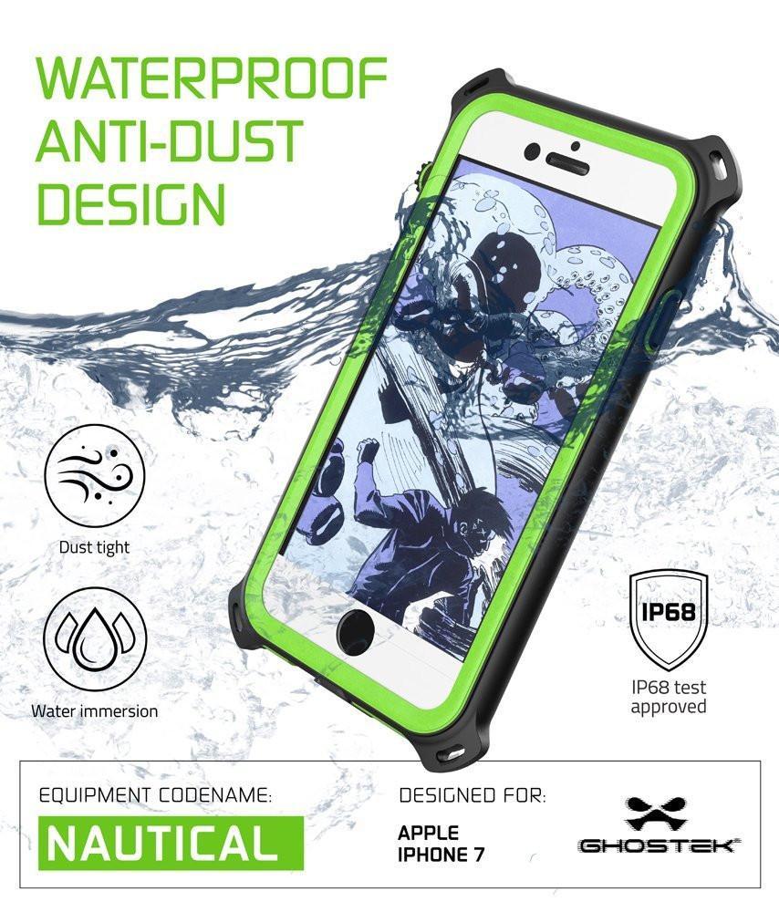 iPhone  8  Waterproof Case, Ghostek Nautical Series for iPhone  8  | Slim Underwater Protection| Adventure Duty | Ultra Fit | Swimming (Green) (Color in image: White)