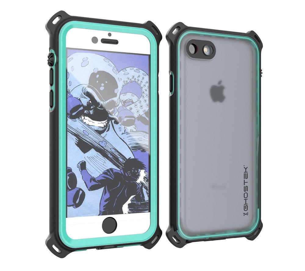 Capa à Prova d'Água para iPhone 7, Série Náutica da Ghostek para iPhone 7 | Proteção Slim Subaquática | Dever de Aventura | Ajuste Ultra | Natação (Azul-Verde)