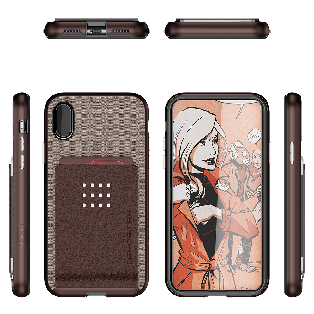 iPhone 7 Case , Ghostek Exec 2 Series for iPhone 7 Protective Wallet Case [BROWN] (Color in image: Red)