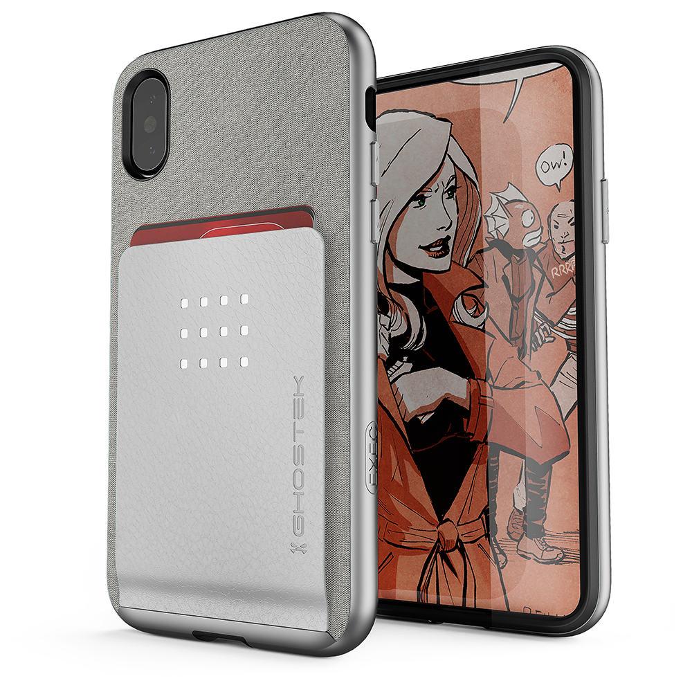 iPhone 8 Case, Ghostek Exec 2 Series for iPhone 8 Protective Wallet Case [SILVER] (Color in image: Silver)