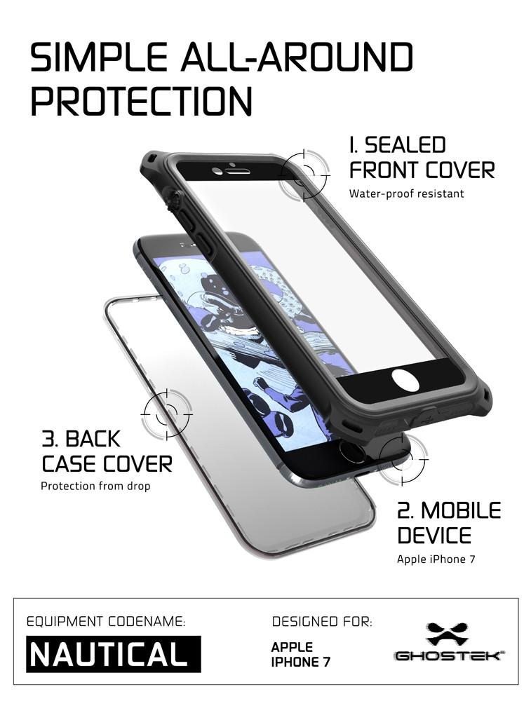 iPhone 7 Case, Ghostek Nautical Series  for iPhone 7 Case | BLACK (Color in image: Green)