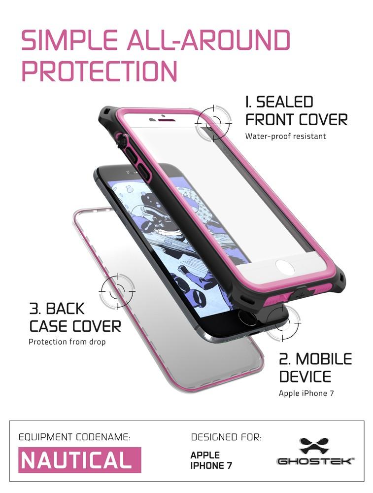 iPhone 7 Case, Ghostek Nautical Series  for iPhone 7 Case | PINK (Color in image: Teal)