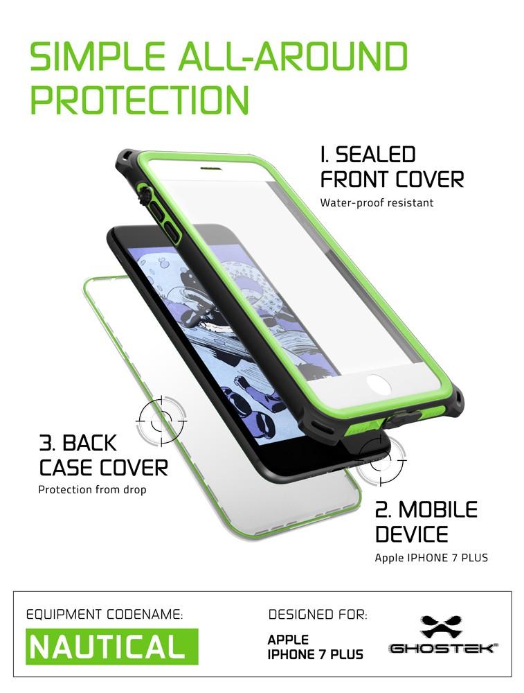 iPhone 7+ Plus case, Ghostek®  Nautical Series  for iPhone 7+ Plus Rugged Heavy Duty Case |  GREEN (Color in image: Pink)