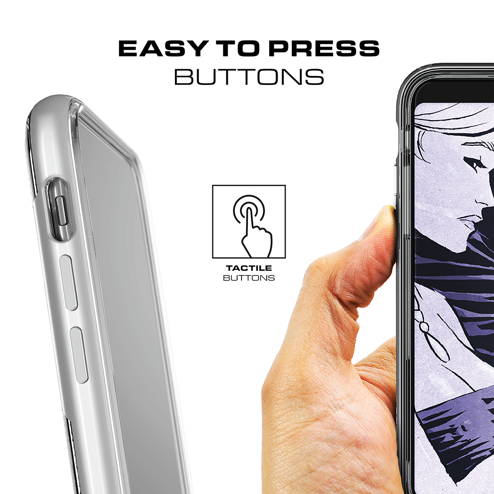 iPhone X Case, Ghostek Cloak 3 Series Ultra Slim Clear Hybrid Shockproof Protective Cover Designed for iPhone 10 – Supports Wireless Charging | Silver (Color in image: Black)