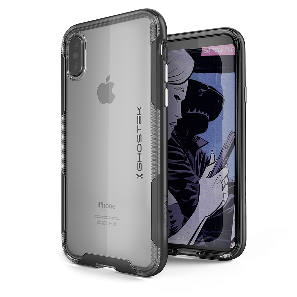 Capa transparente para iPhone X, Ghostek Cloak 3 Série Padrão Militar Testado contra quedas | Fina & Leve | Preta