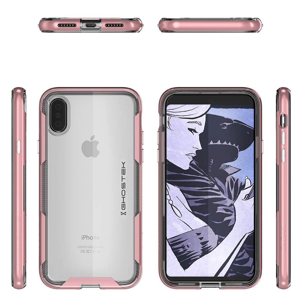 iPhone X Girly Case, Ghostek Cloak3 Slim Cute Luxury Thin Soft Cover | Wireless Charging Ready | Pink (Color in image: Teal)