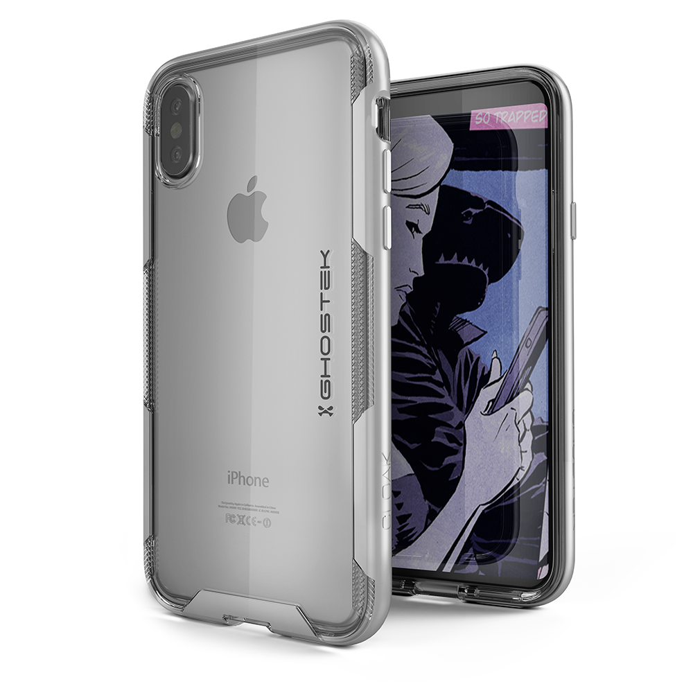 Capa de iPhone X, Ghostek Cloak 3 Series Ultra Slim Clear Hybrid Shockproof Protective Cover Projetado para iPhone 10 - Suporta Carregamento Sem Fio | Prata.