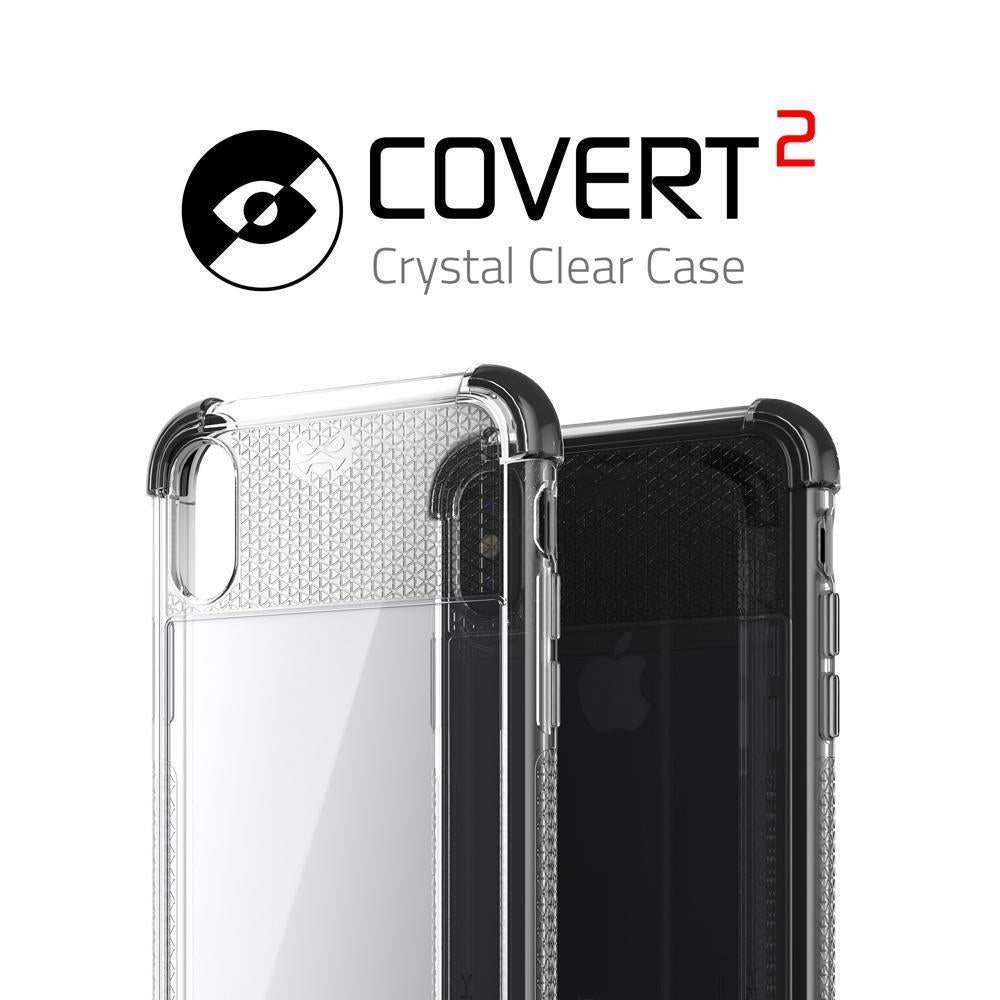 Ghostek Transparent iPhone X Case, Covert2 Series Resilient Rugged Armor Design | Supports AirPower Wireless Charging | Black (Color in image: Pink)