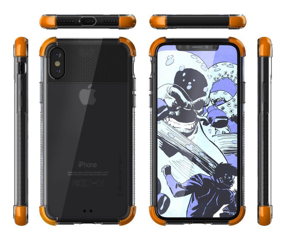 iPhone X Crystal Clear Case, Ghostek Covert2 Soft Skin Cover with Silicone Gel Corners | Enhanced State of the Art Fabrication | Face ID Compatible & Supports Wireless Charging | Orange (Color in image: Black)