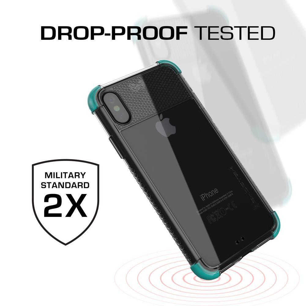 Ghostek Ultra Slim iPhone X Case with Shock Absorption & Supports Wireless Charging | Covert 2 Series Enhanced Unique Diamond Grip | Teal (Color in image: Red)