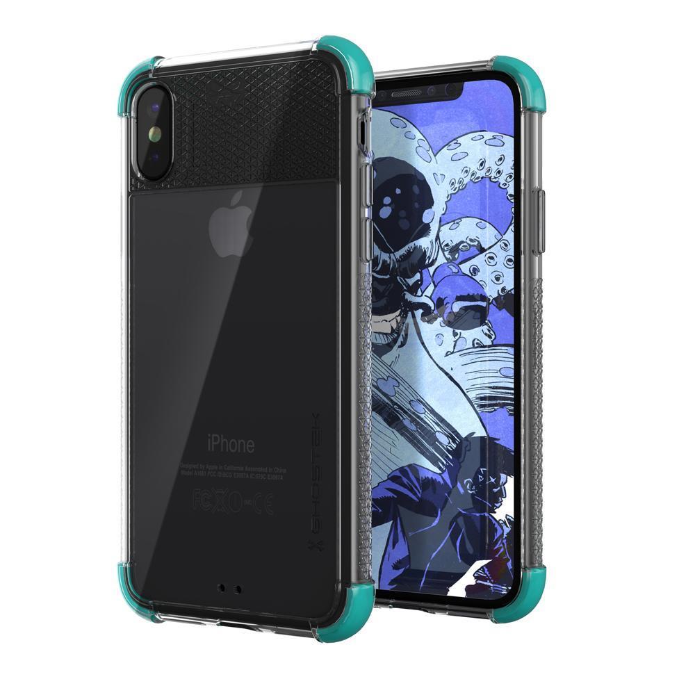 Ghostek Ultra Slim iPhone X Case with Shock Absorption & Supports Wireless Charging | Covert 2 Series Enhanced Unique Diamond Grip | Teal (Color in image: Teal)
