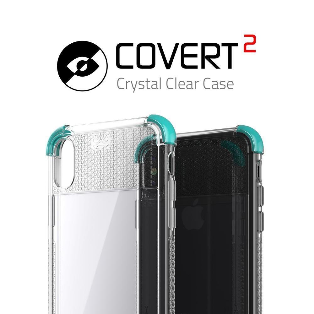 Ghostek Ultra Slim iPhone X Case with Shock Absorption & Supports Wireless Charging | Covert 2 Series Enhanced Unique Diamond Grip | Teal (Color in image: White)