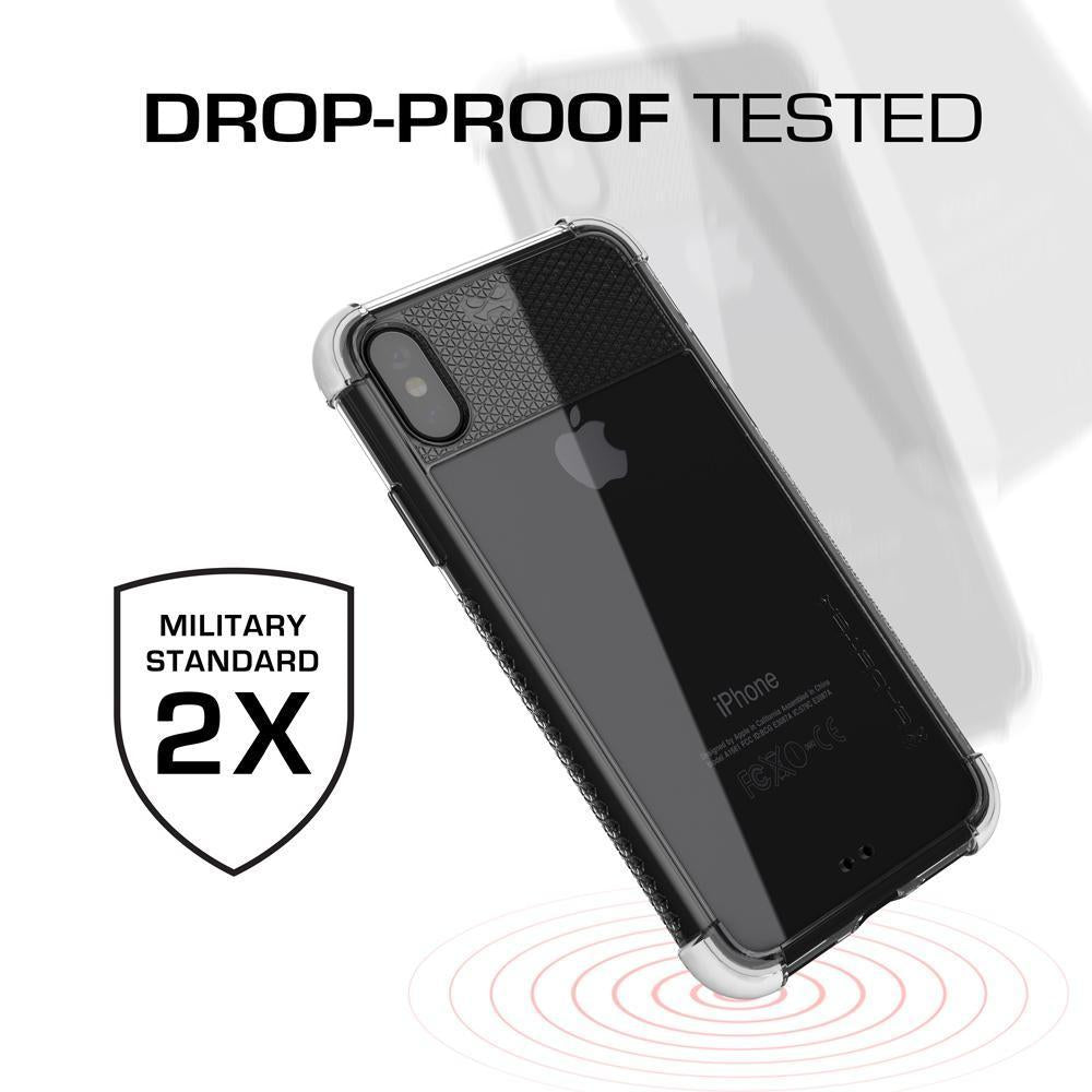 iPhone X Slim Clear Case, Ghostek Covert 2 Series Ultra Thin Shockproof Protective Cover | Hybrid Impact Drop Protection Technology | White (Color in image: Orange)