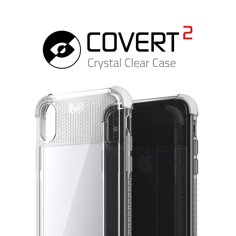iPhone X Slim Clear Case, Ghostek Covert 2 Series Ultra Thin Shockproof Protective Cover | Hybrid Impact Drop Protection Technology | White (Color in image: Pink)