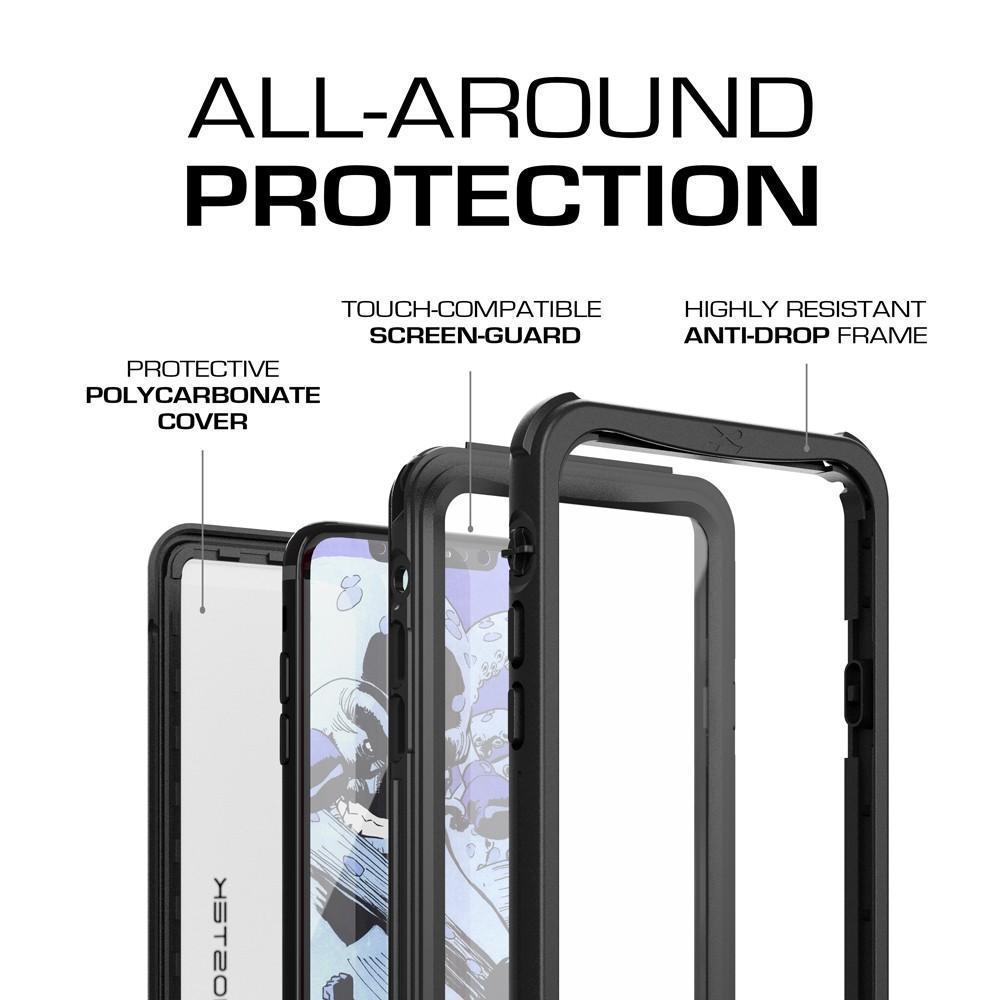 iPhone X Waterproof Case, Ghostek Nautical Military Grade Shock & Drop Tested | Face ID Compatible – Retail Packaging | Black (Color in image: Light Green)