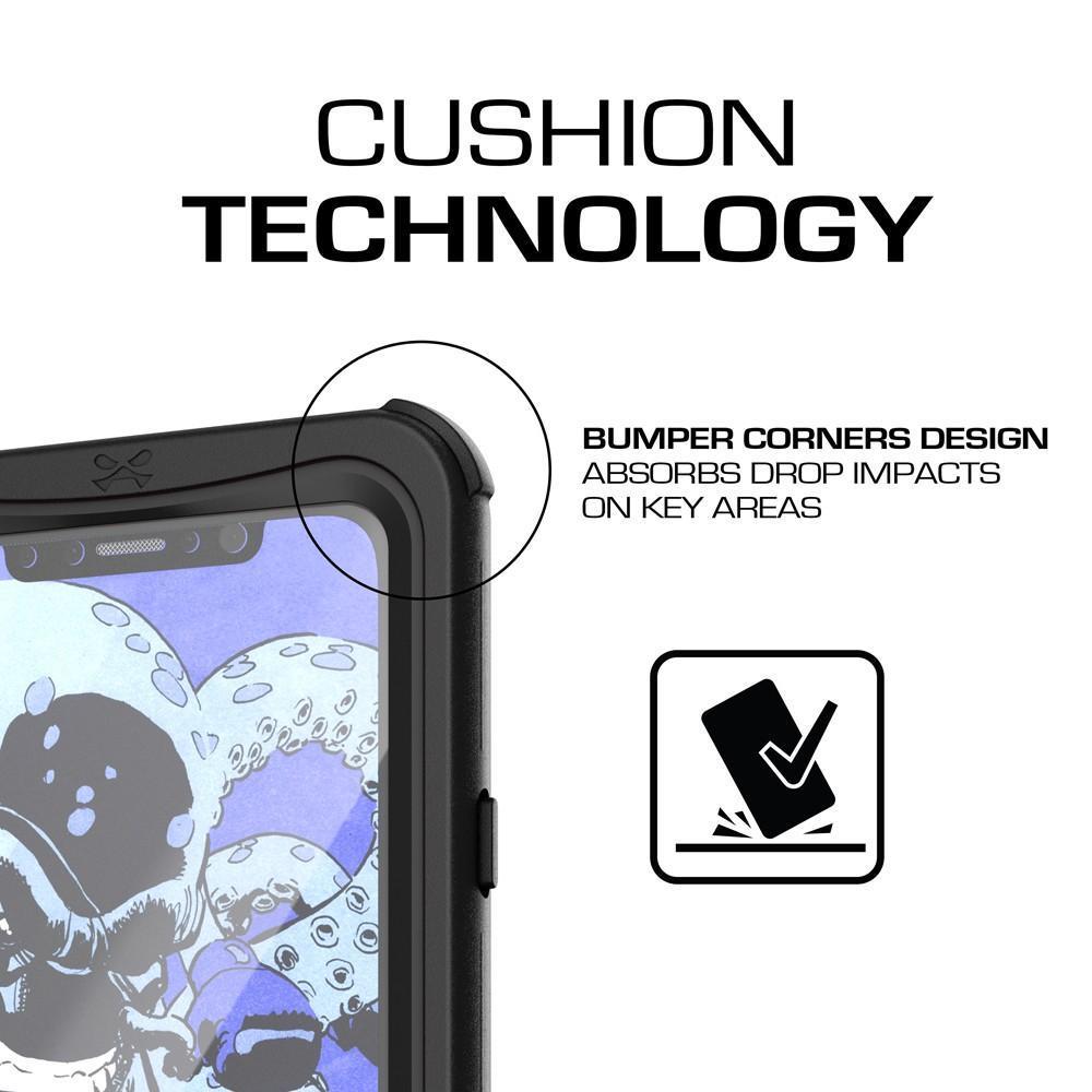 iPhone X Waterproof Case, Ghostek Nautical Military Grade Shock & Drop Tested | Face ID Compatible – Retail Packaging | Black (Color in image: Teal)
