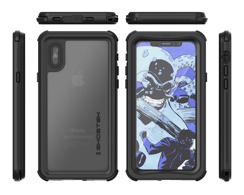 iPhone X Waterproof Case, Ghostek Nautical Military Grade Shock & Drop Tested | Face ID Compatible – Retail Packaging | Black 