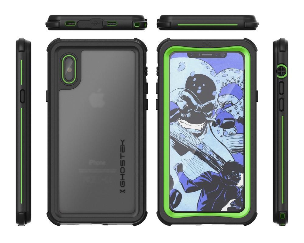 iPhone X Waterproof Case, Ghostek Nautical Rugged Heavy Duty + Screen Protector | Premium Protective Construction iPhone10 | Green 