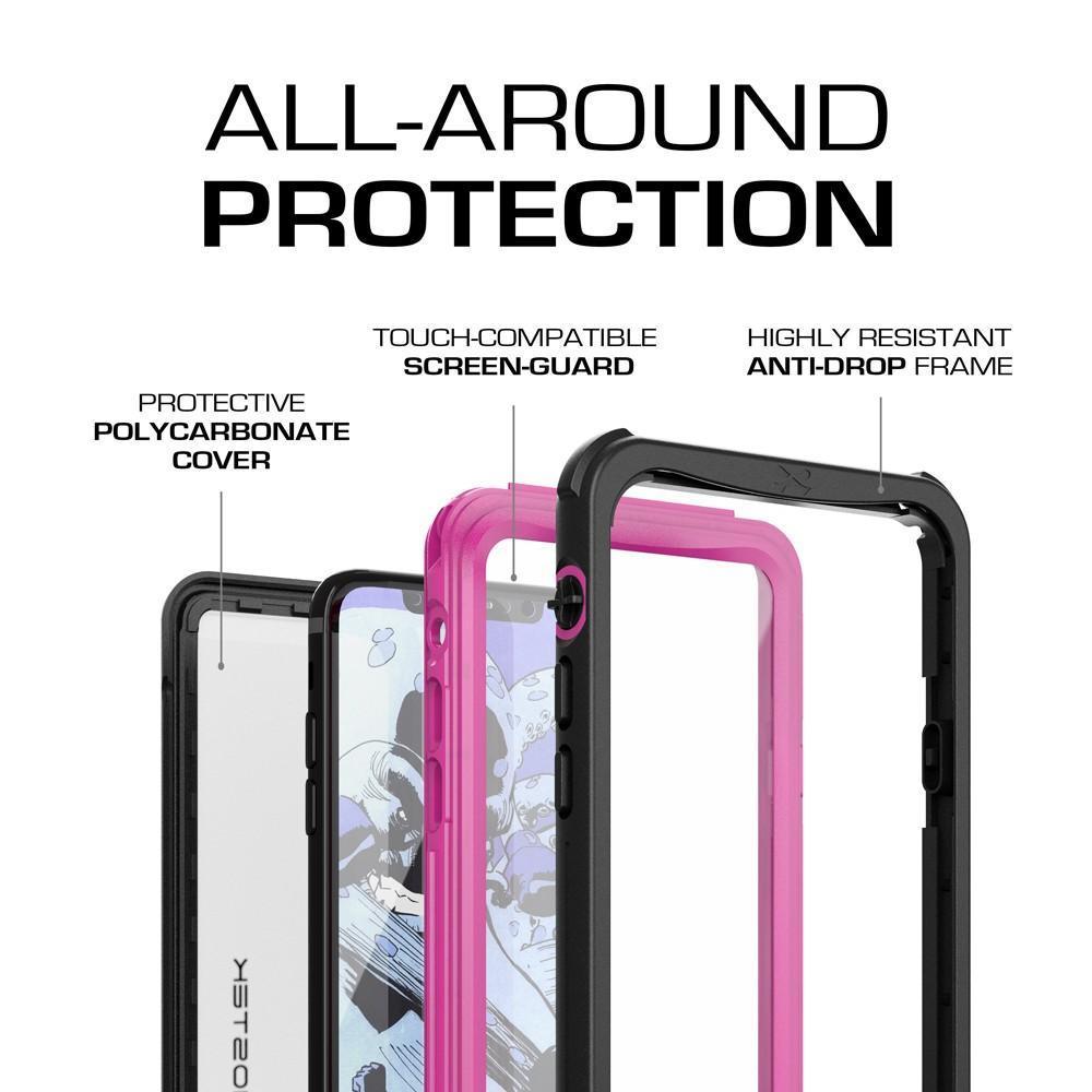 Ghostek Nautical Ultra Slim iPhone X Waterproof Case Fully Sealed Drop Resistant | Swimming Fishing Boating Snorkeling Jet Skiing Sailing Canoeing Kayaking Surfing Scuba Diving | Pink (Color in image: White)
