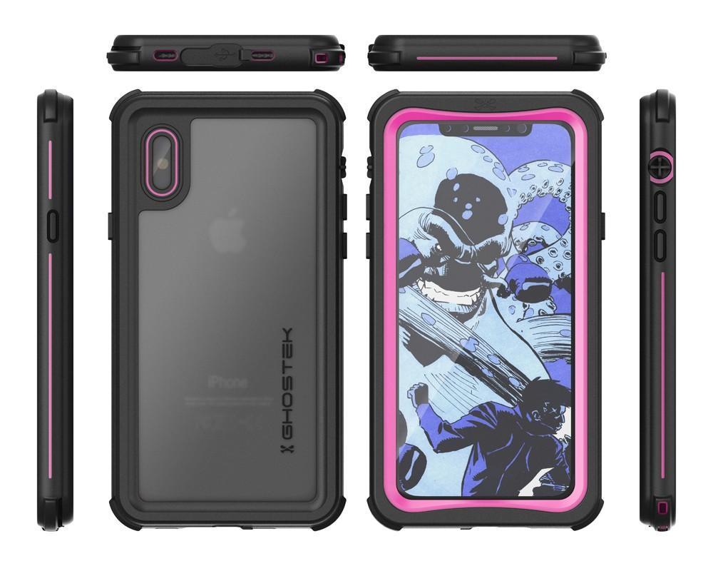 Ghostek Nautical Ultra Slim iPhone X Waterproof Case Fully Sealed Drop Resistant | Swimming Fishing Boating Snorkeling Jet Skiing Sailing Canoeing Kayaking Surfing Scuba Diving | Pink