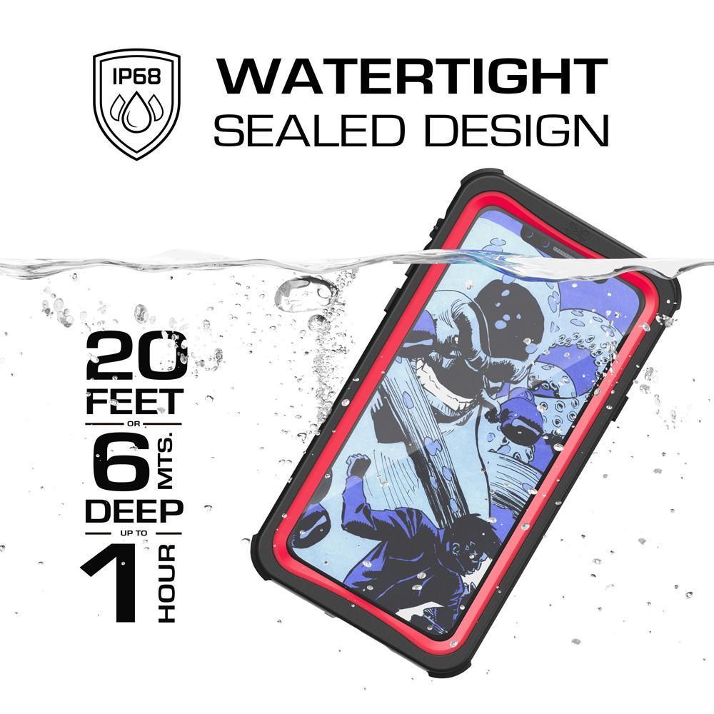 Apple iPhone X Waterproof Case, Ghostek Nautical Underwater Full Sealed Cover | Military Grade Standard Drop Tested Certified + Built-In Screen Protector | Red 