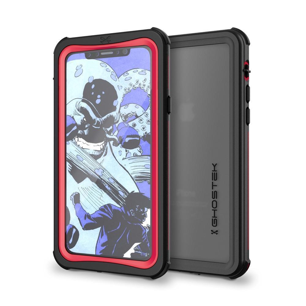 Capa à prova d'água para Apple iPhone X, Ghostek Nautical Subaquática Cobertura completa selada | Padrão militar de teste de queda certificado + Protetor de tela embutido | Vermelho