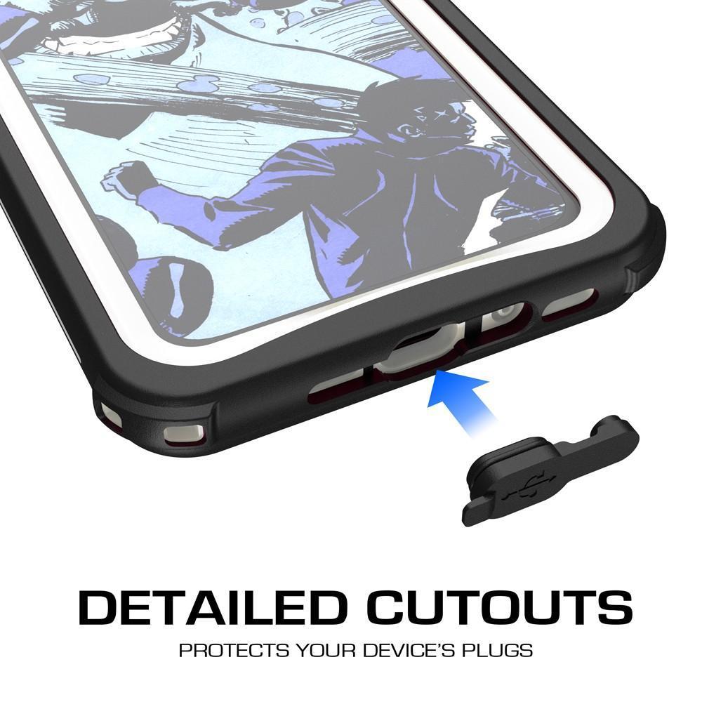 iPhone X Waterproof Case, Ghostek Nautical Series Full Body Shockproof Armor Design | Dustproof Snowproof Dirtproof Underwater Swimming Diving Floating Slim Fit Supports Wireless Charging | White (Color in image: Red)