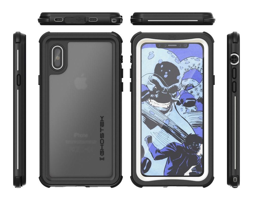 iPhone X Waterproof Case, Ghostek Nautical Series Full Body Shockproof Armor Design | Dustproof Snowproof Dirtproof Underwater Swimming Diving Floating Slim Fit Supports Wireless Charging | White 
