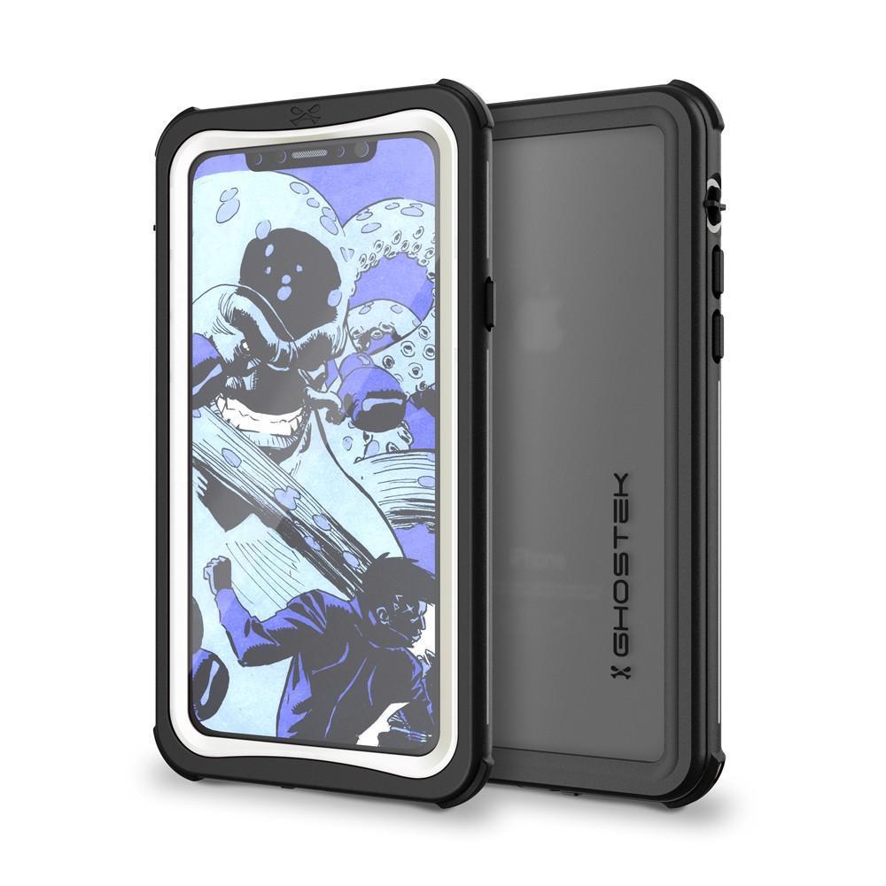 Capa à prova d'água para iPhone X, Série Náutica Ghostek Design de Armadura à Prova de Choque de Corpo Inteiro | À Prova de Poeira À Prova de Neve À Prova de Terra Natação Subaquática Mergulho Flutuante Ajuste Fino Suporta Carregamento Sem Fio | Branco